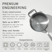 Load image into Gallery viewer, 4 Quart Stainless Steel Saucepan - Induction Compatible &amp; Professional Quality