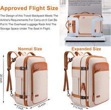 Load image into Gallery viewer, Expandable 40L Travel Backpack for Men &amp; Women - Water Resistant &amp; Stylish Beige