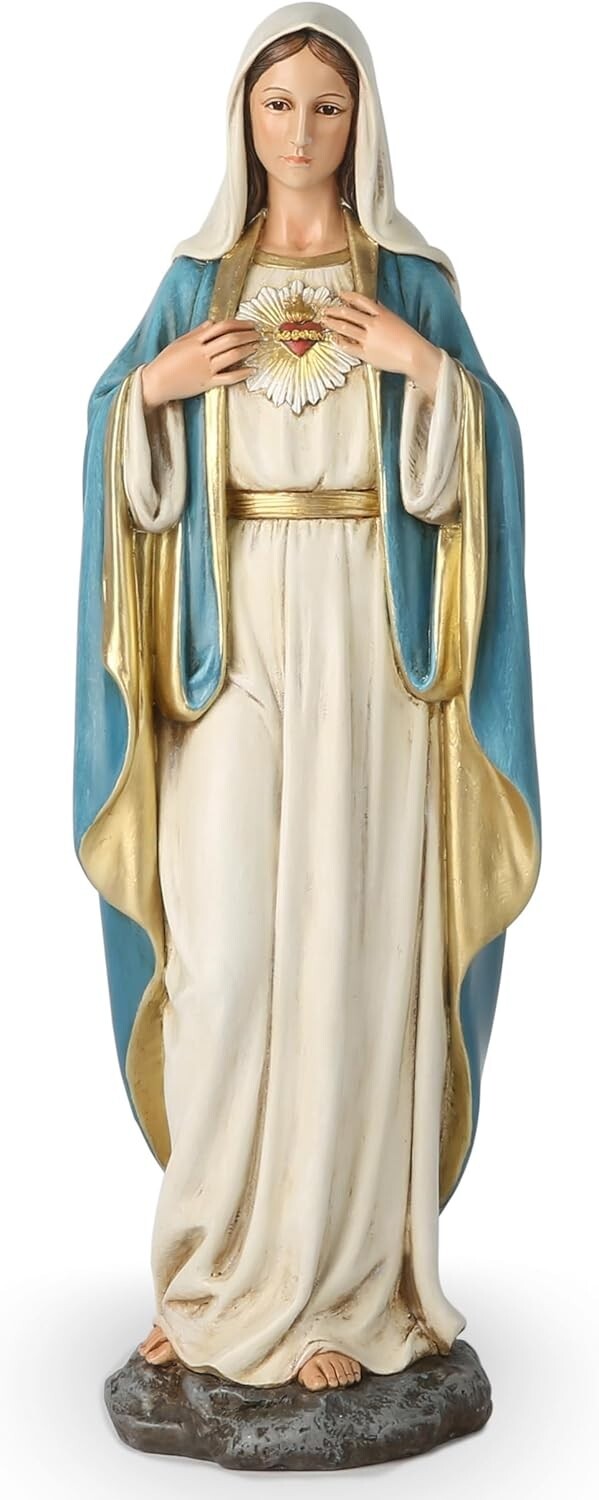 Stylish 16.5" Renaissance Mary Statue - Artistic Stone Resin for Faithful Spaces