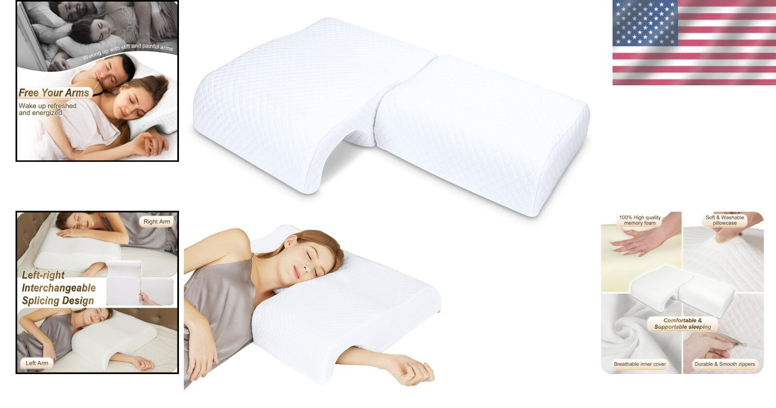 Breathable Memory Foam Cuddle Pillow for Couples - Adjustable and Comfortable