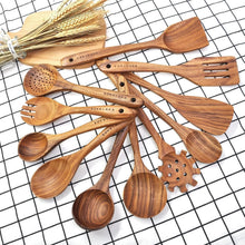Load image into Gallery viewer, Elegant 11-Piece Teak Wooden Kitchen Utensils Set - High Heat Resistant Tools