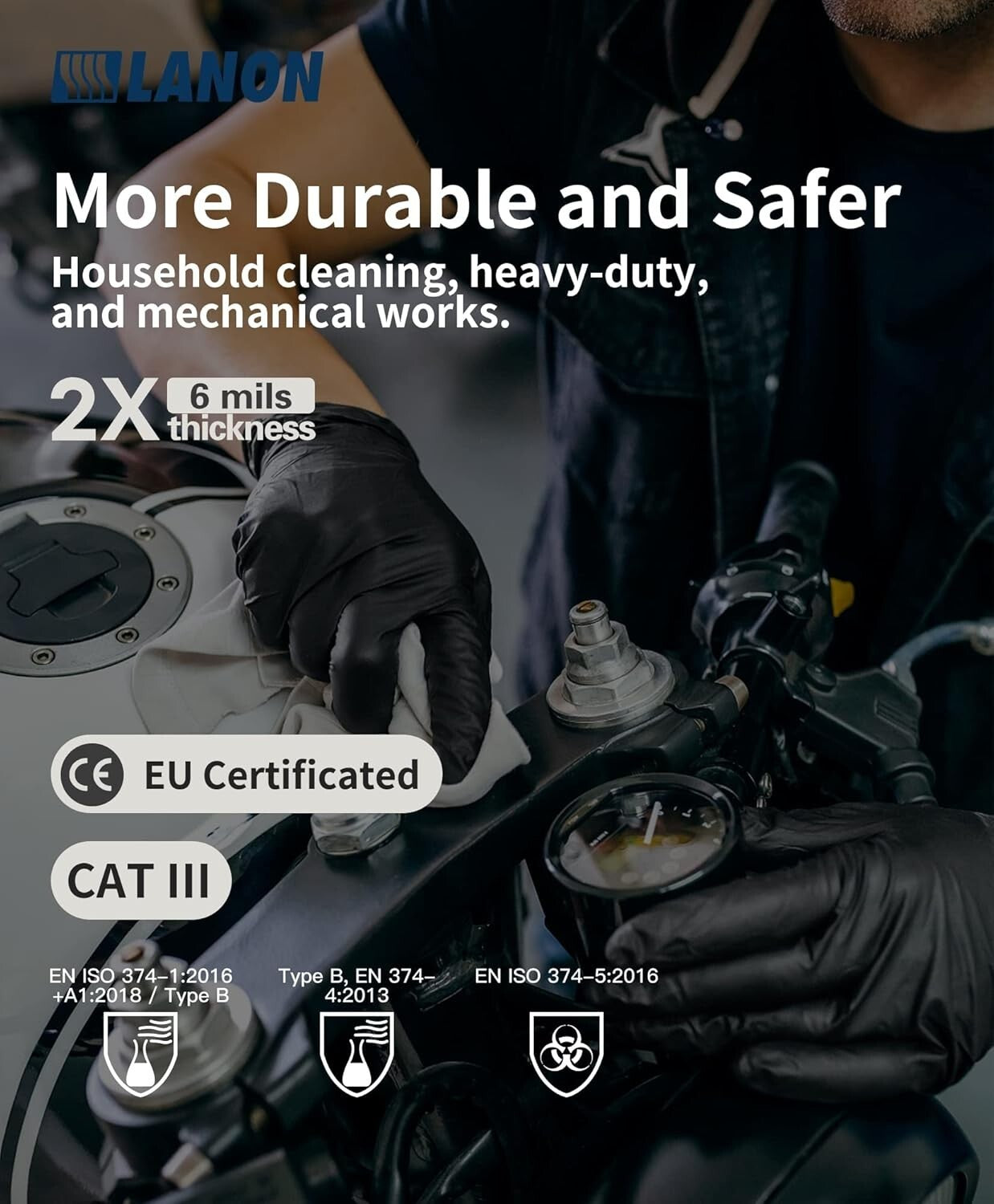 6-Mil Heavy-Duty Black Nitrile Disposable Gloves - Food-Safe, 1000 Pack, Small