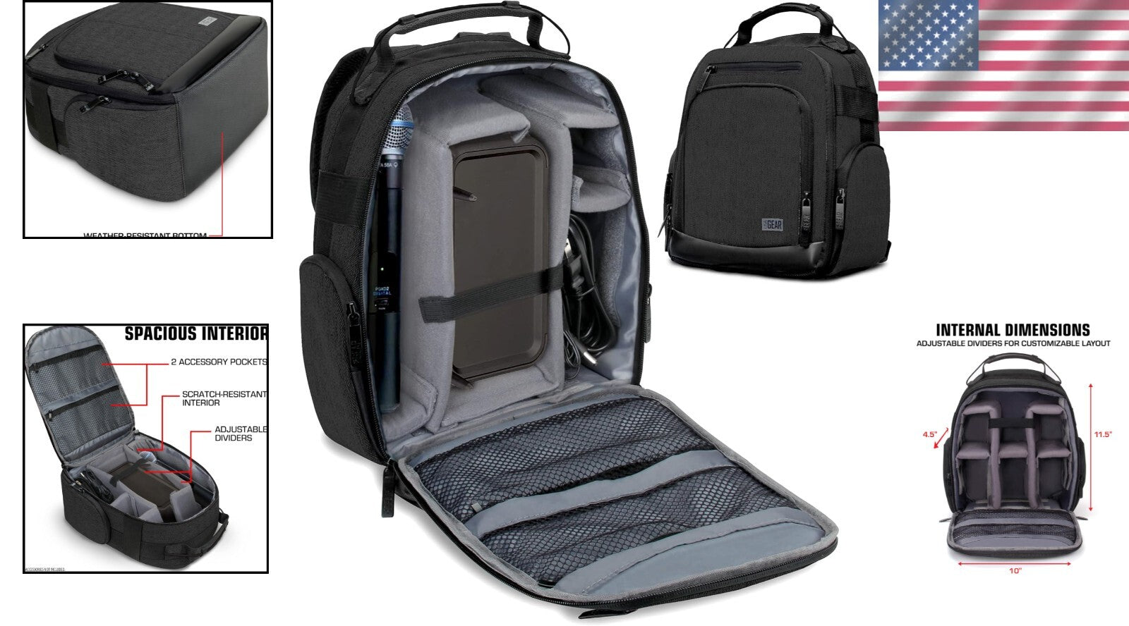 Lightweight & Compact Audio Backpack - Fits Shure, Sennheiser, Rode Microphones