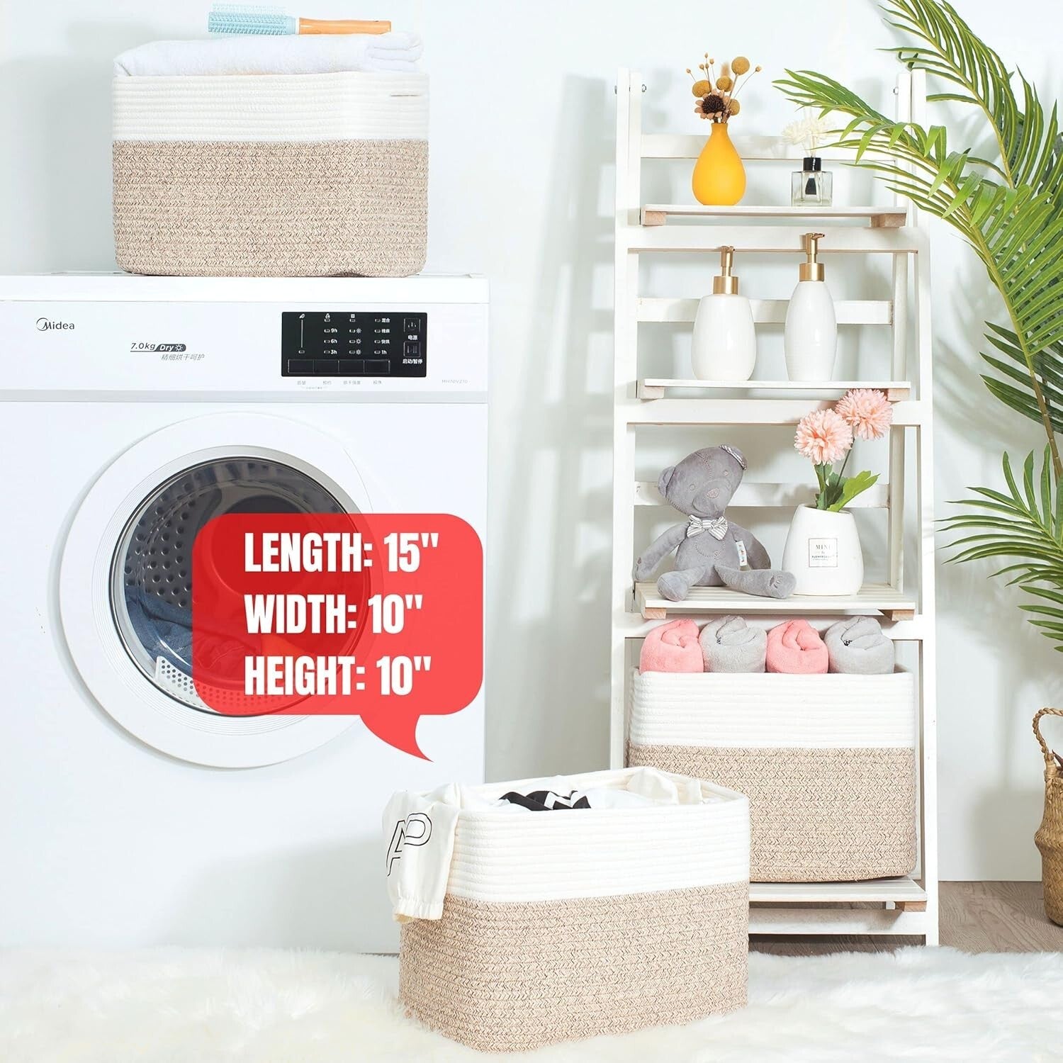 Chic 3-Piece Rectangular Storage Baskets with Slit Handles - Nursery & Playroom