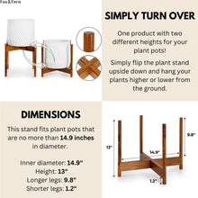 Load image into Gallery viewer, Elegant Mid Century Acacia Wood Plant Stand - Fits 14.9 Inch Pots, No Assembly