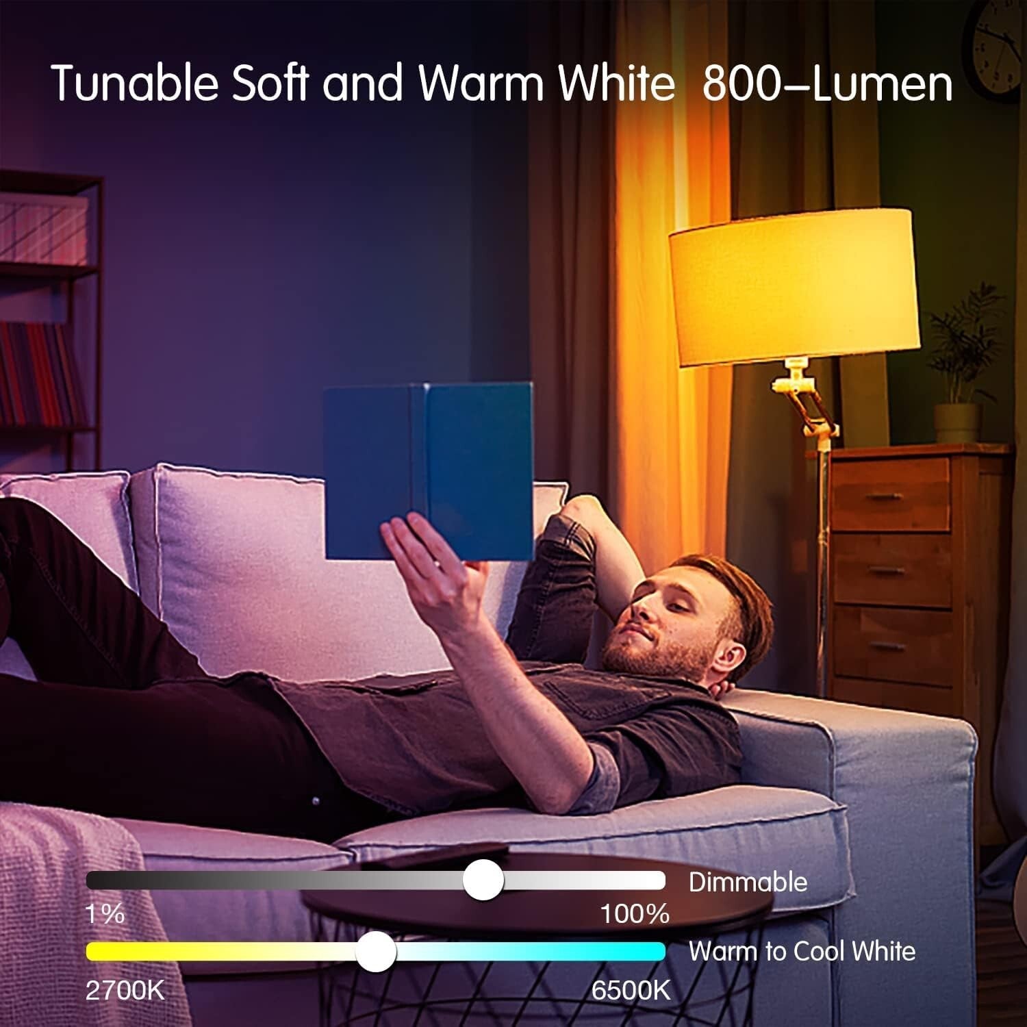 Dimmable LED Smart Bulbs for Home - 10 Pack, Works with Alexa & Google Assistant