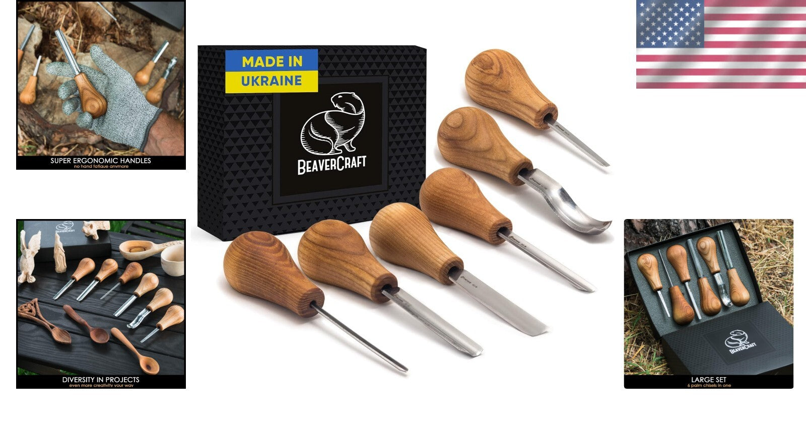 Professional Wood Carving Tools Kit - Ergonomic Palm Gouges for Precision