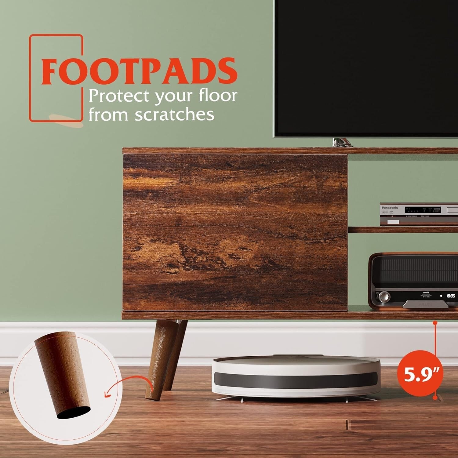 Durable Mid-Century Modern TV Stand for 50-60 Inch TVs with Storage Solutions