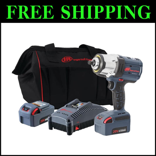Compact 20V Impact Wrench - 1500 ft-lbs Torque, 2 Lithium Batteries & Charger