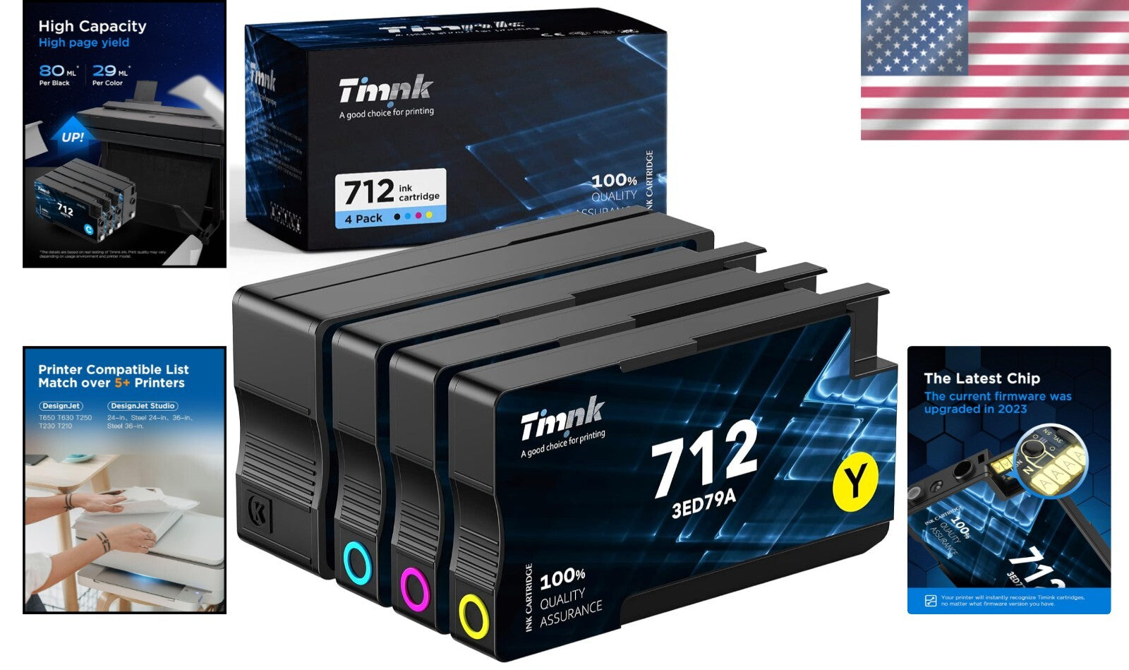 Ultimate Ink Combo: 712 Cartridges with Enhanced Capacity for DesignJet Printers