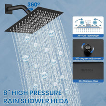 Load image into Gallery viewer, Ultra-Thin 8-Inch Matte Black Rain Shower Set - Wall Mount with Valve Included