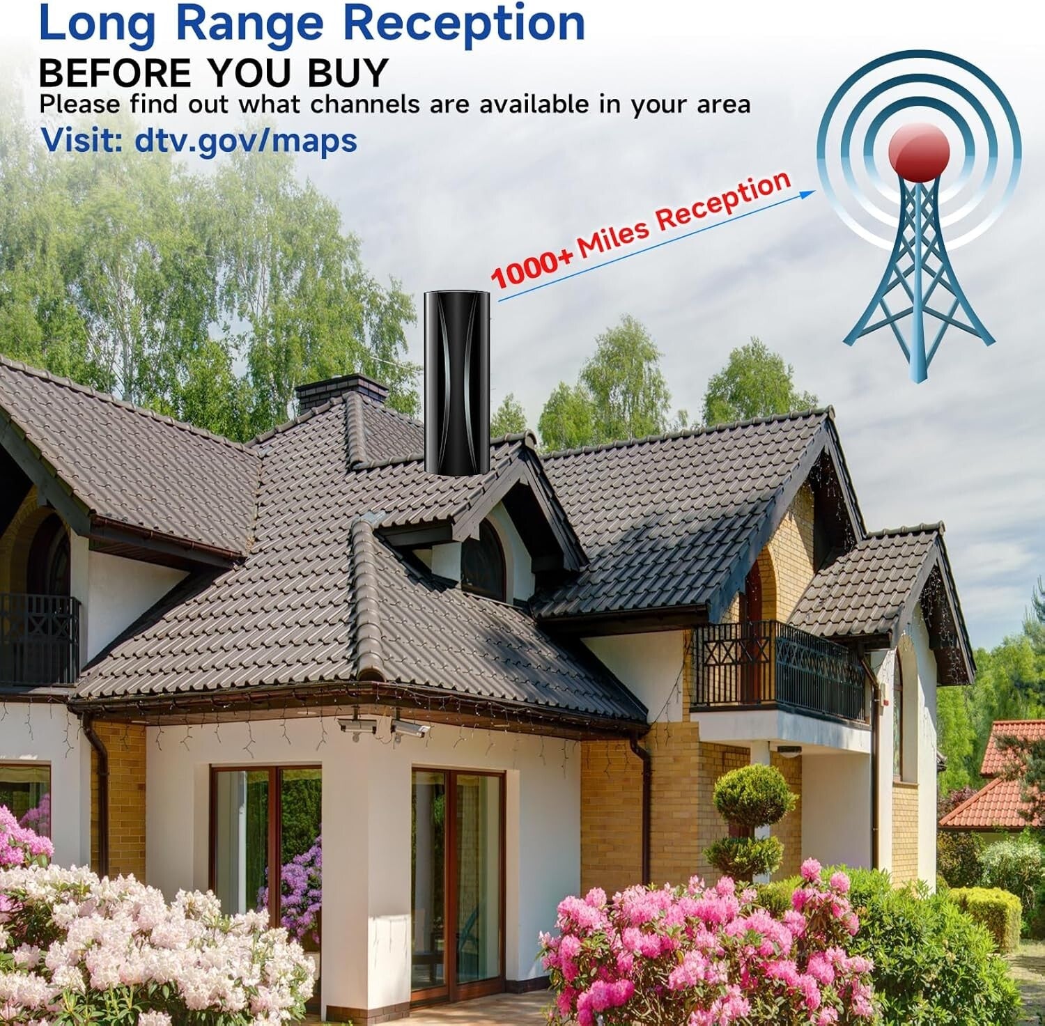 High-Performance 1000+ Miles Indoor TV Antenna – 525 Channels with Smart IC Tech