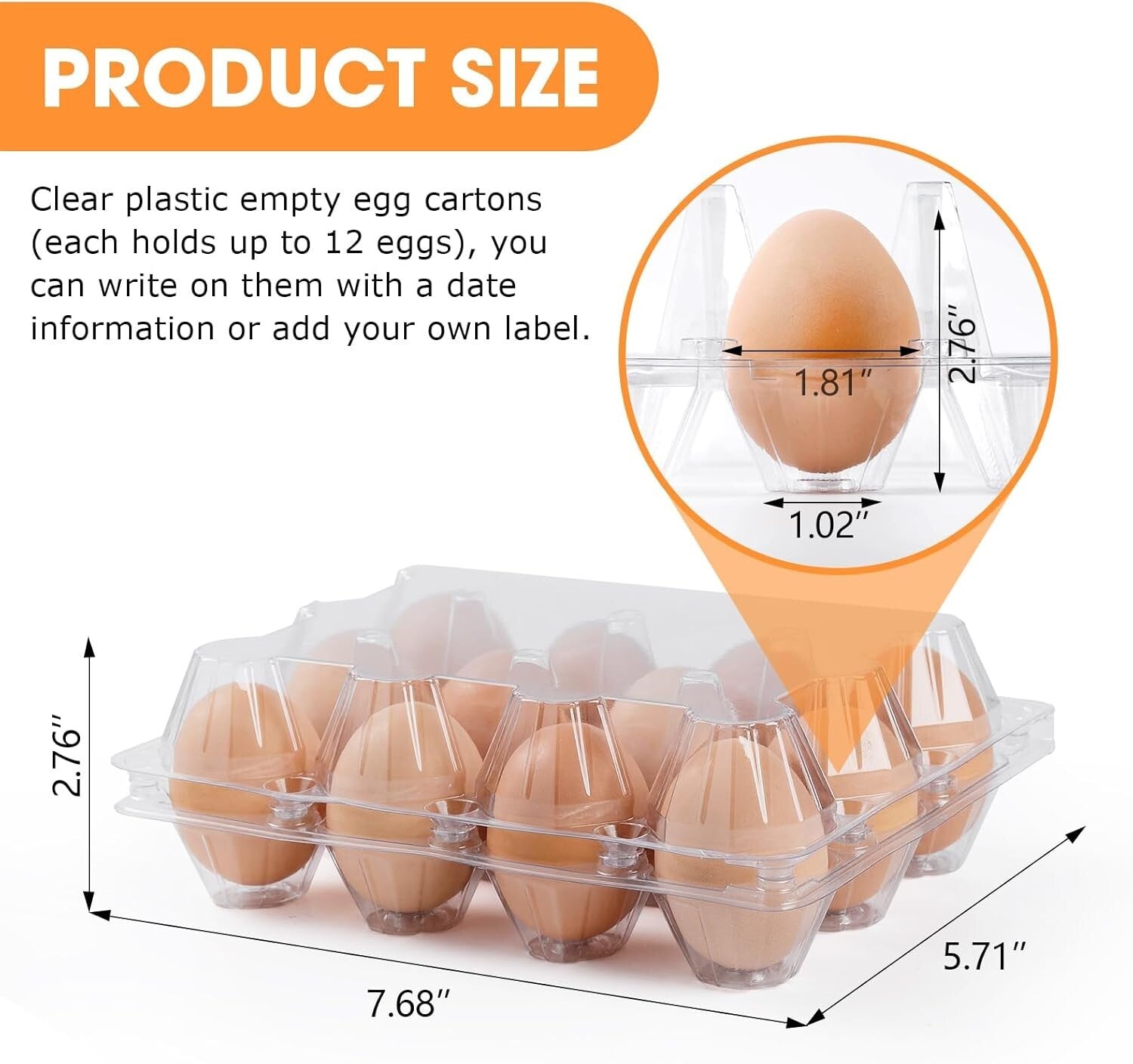 Eco-Friendly 12 Count Egg Cartons - 160 Clear Plastic Trays for Fresh Eggs