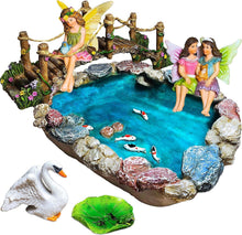 Load image into Gallery viewer, Whimsical Fairy Garden Accessories - Koi Pond, Bridge &amp; 6 Characters Included