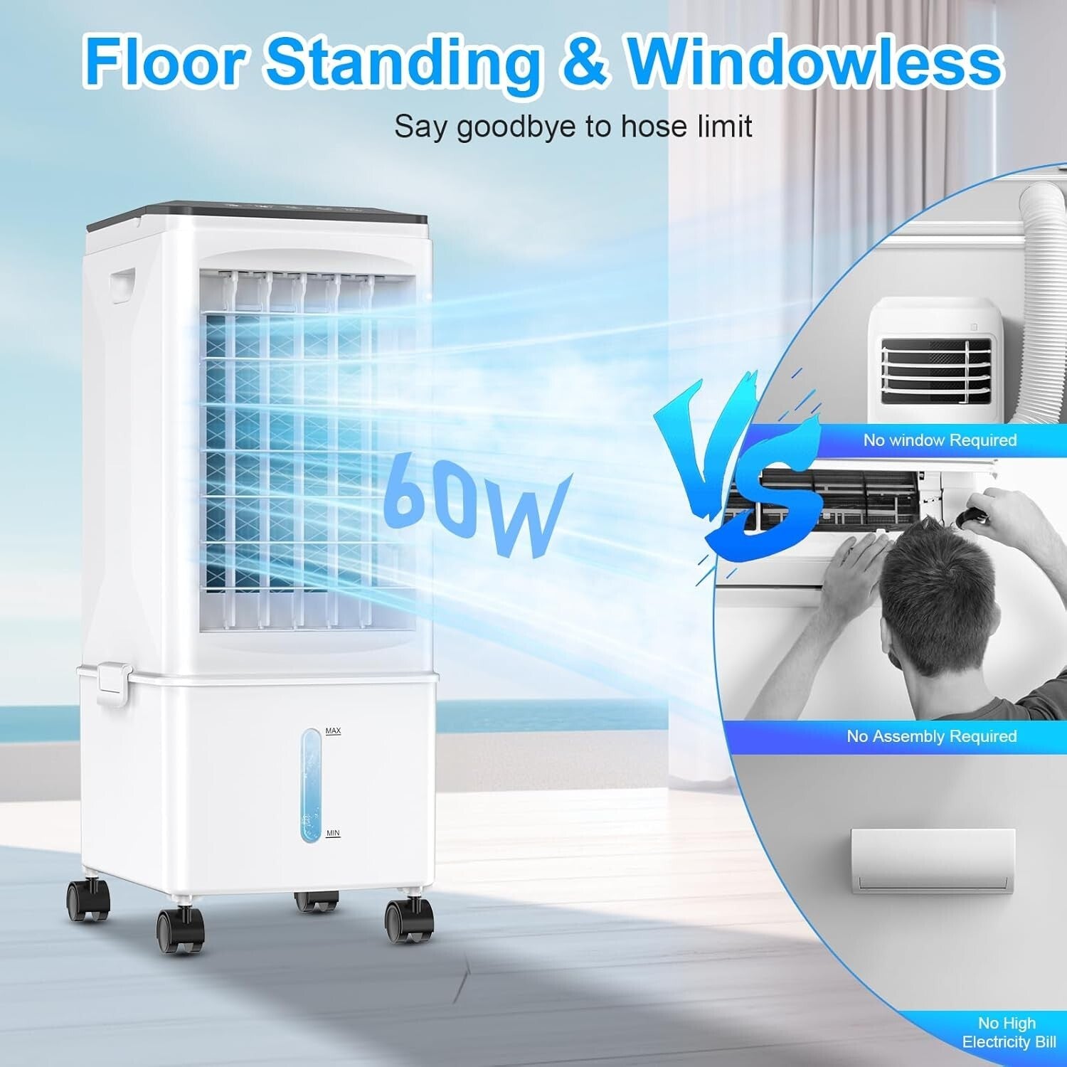 Energy-Saving 2025 Portable AC - 2.5 Gal Tank & Remote Control Convenience