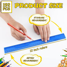 Load image into Gallery viewer, 192 Pack Colorful Transparent 12-Inch Rulers for Classroom &amp; Office Supplies