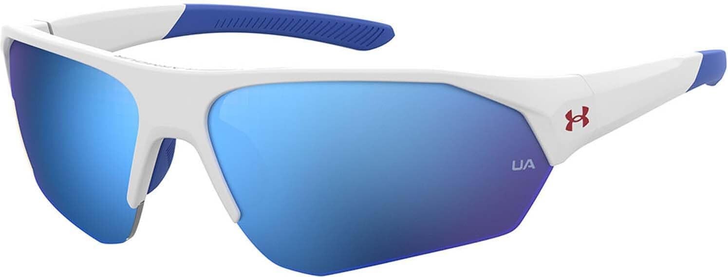 Matte White/Blue Boys' Wrap Sunglasses with Durable TR90 Frame - 69mm Lens