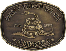 Load image into Gallery viewer, Lightweight Don't Tread on Me Buckle - Perfect Gift for Cowboys &amp; Enthusiasts