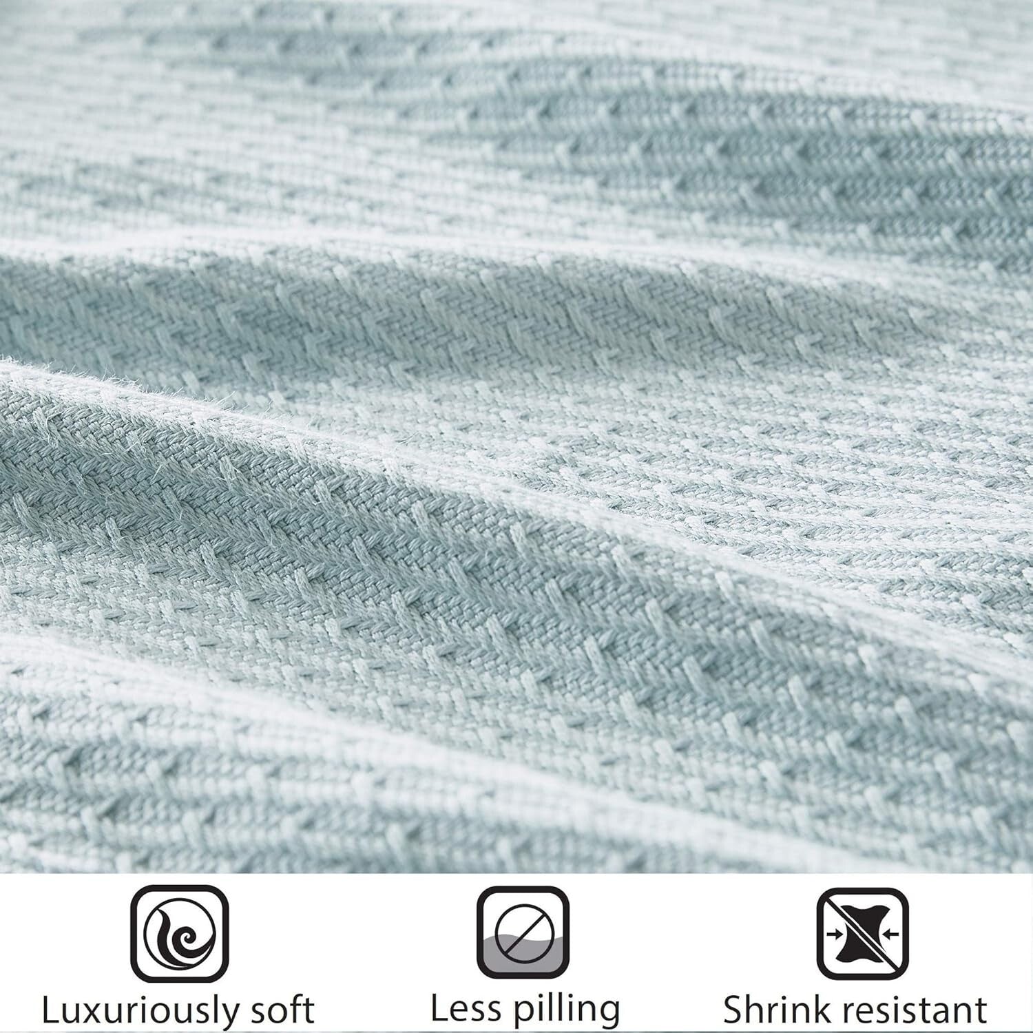 Premium Waffle Knit King Blanket - 100% Egyptian Cotton in Soft Light Blue