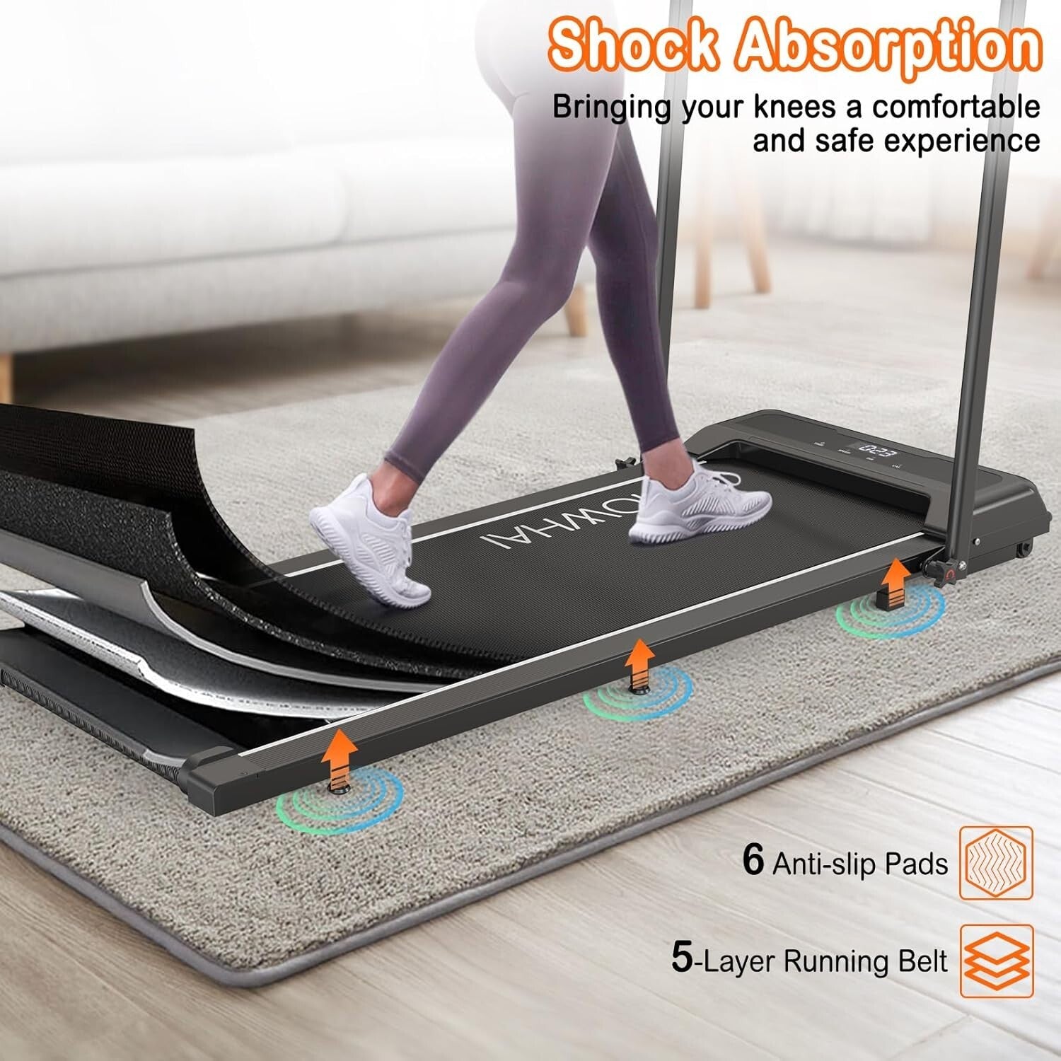 Compact 2.5HP Treadmill with Manual Incline, LED Display & Data Memory Function