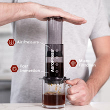 Load image into Gallery viewer, Clear Black Coffee Maker: 3-in-1 Brew Technology for Smooth Espresso Anywhere