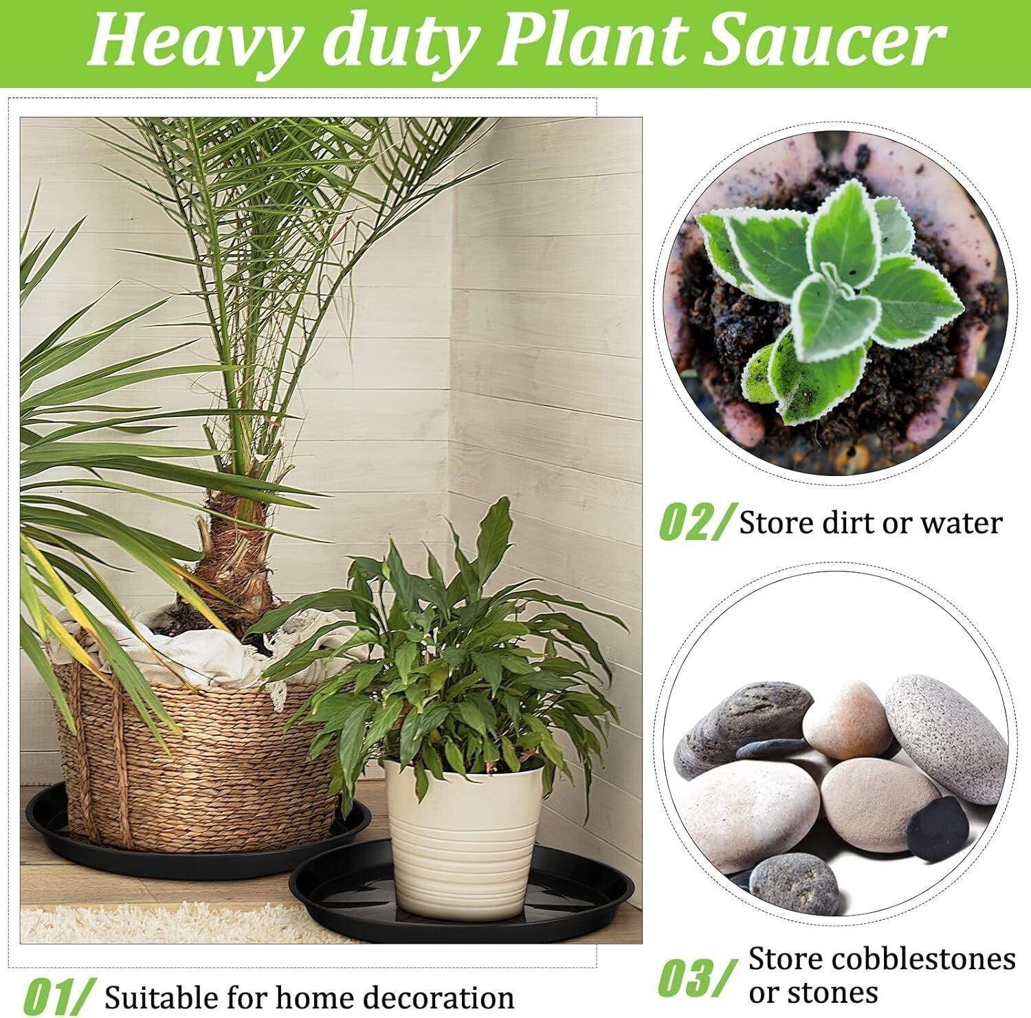 Elegant 12-Piece 18-Inch Round Plant Trays - Perfect for Indoors & Outdoors