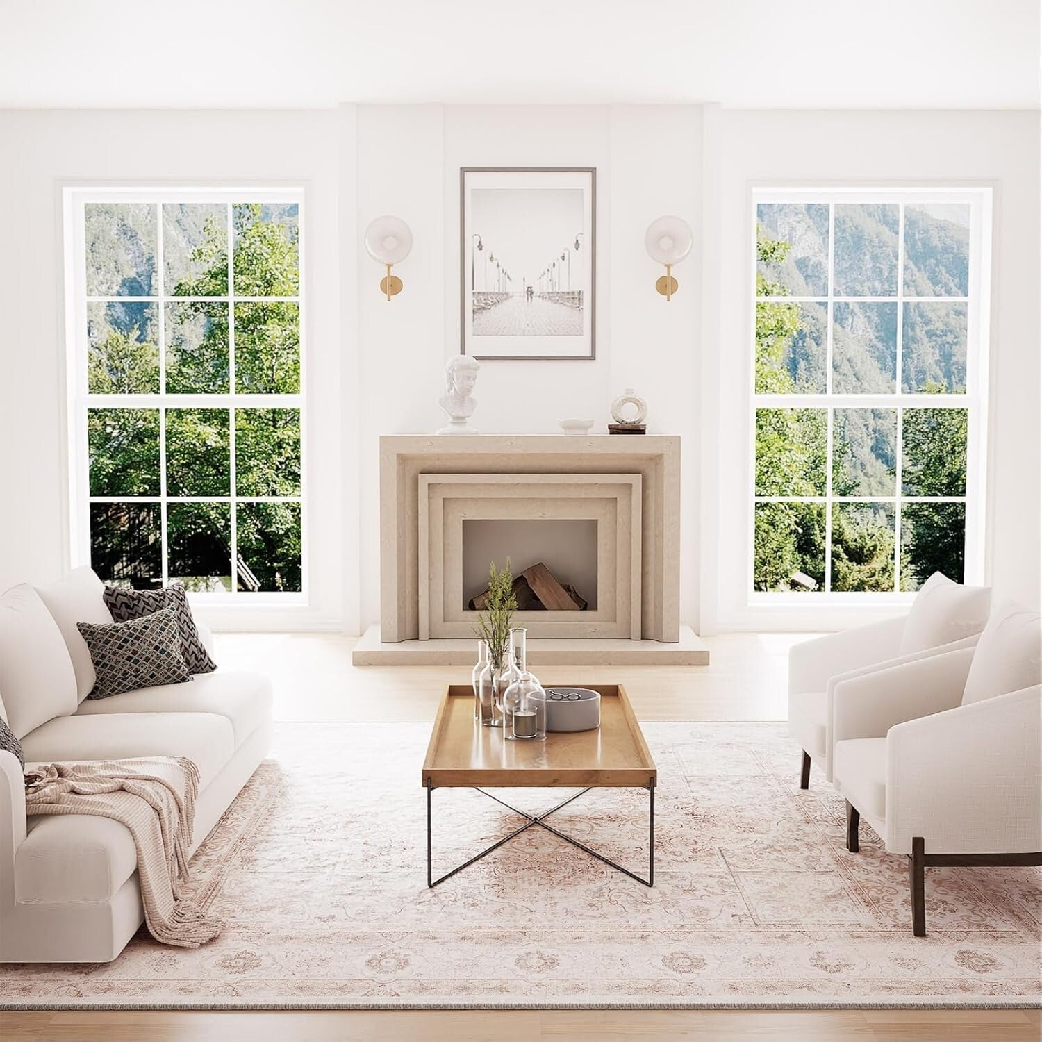 Cozy 8x10 Machine Washable Area Rug – Stylish Non-Slip Low Pile Home Decor