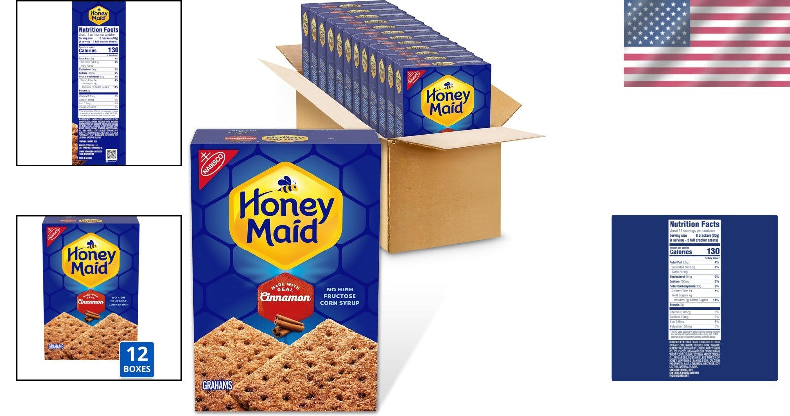 12 Boxes of Crunchy Cinnamon Graham Crackers - Perfect Snack for Kids and Adults