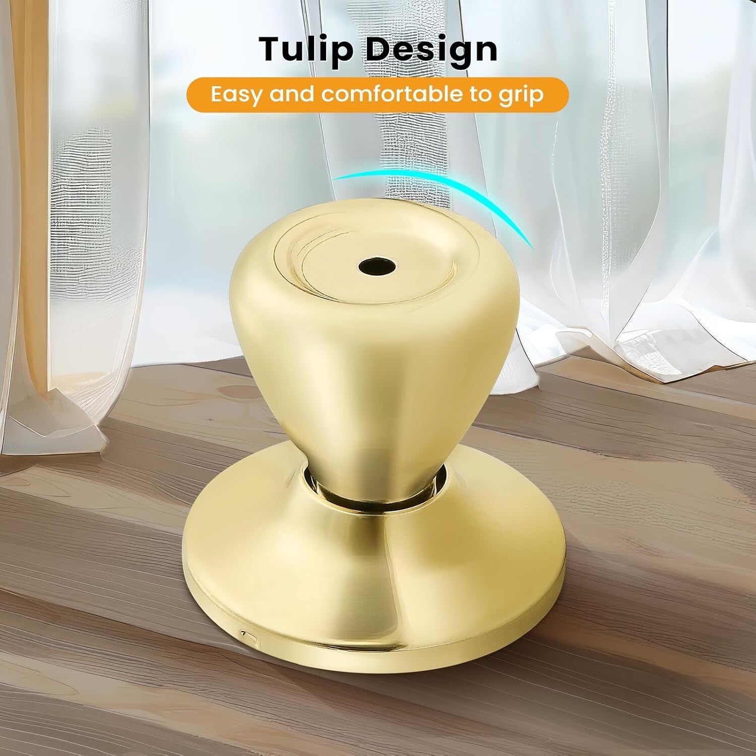 Elegant 3 Pack Keyless Privacy Door Knobs in Polished Brass - Easy Installation