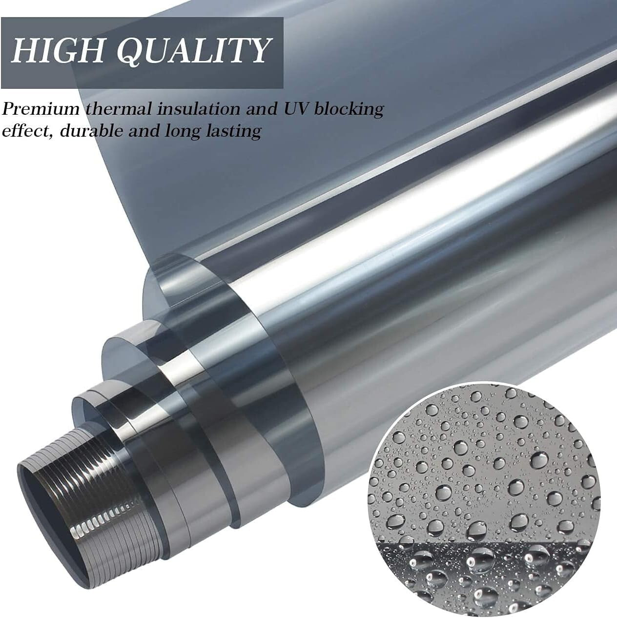 Elegant One Way Privacy Window Film - UV Blocking Silver Tint, 35.4 x 393.7 Inch