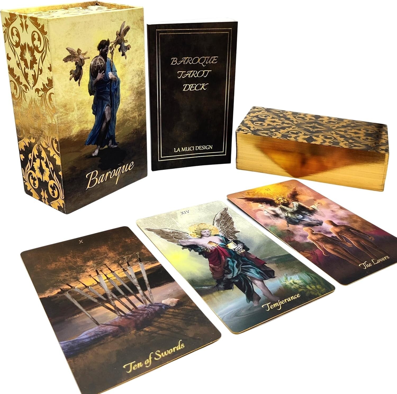Baroque Gold Foil Tarot Deck - 78 Original Cards with Guidebook for Beginners