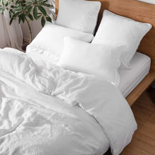 Load image into Gallery viewer, Classic White Trim Linen Euro Pillow Shams - Set of 2, 26"x26" Luxury Covers