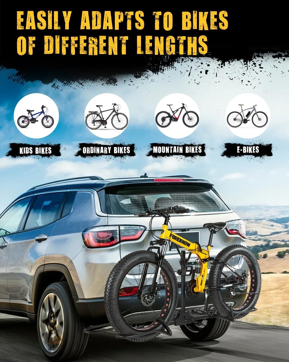 Heavy-Duty 2-Bike Hitch Rack for eBikes, Mountain & Fat Tire Bikes – 180lbs