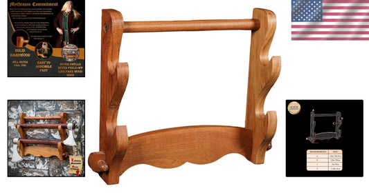 Elegant Two-Tier Solid Wood Sword Display Stand for Katana & Medieval Swords
