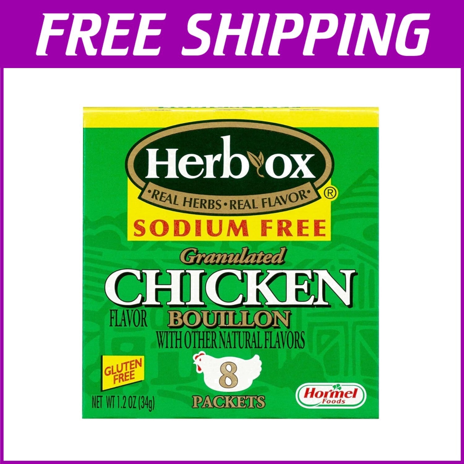 12-Pack Sodium Free Chicken Bouillon Packets - 1.5 oz Each for Flavorful Dishes