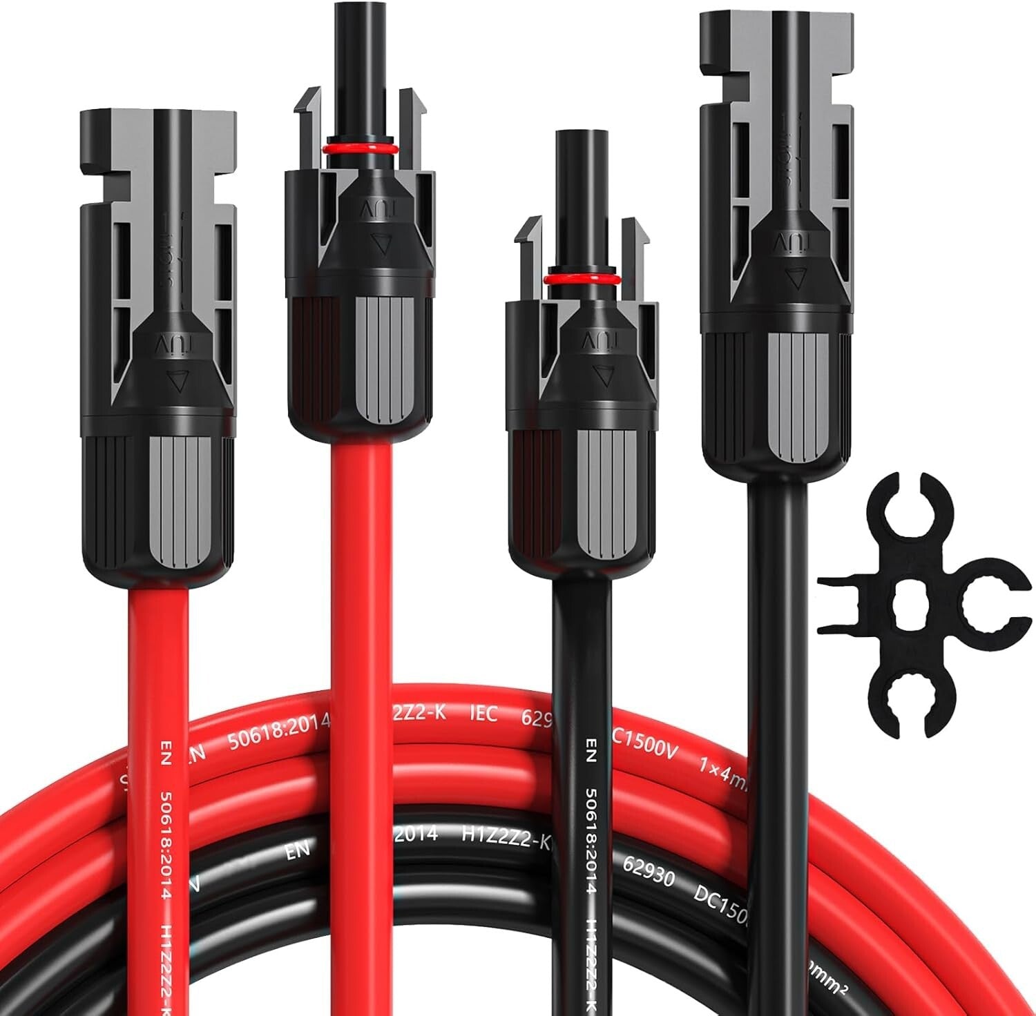 50FT 12AWG Solar Connector Cable with UV Protection - Ideal for RVs and Vehicles