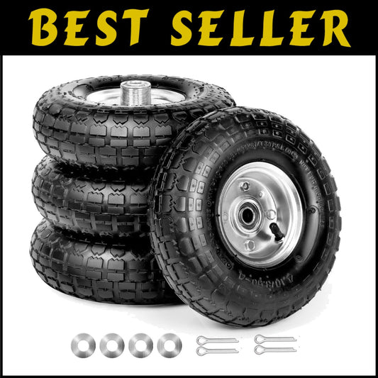 All-Terrain 10-Inch Solid Rubber Replacement Utility Wheels - Fits Most Vehicles