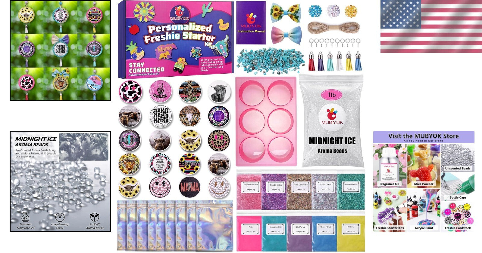 DIY Car Air Freshener Starter Kit with 1LB Scented Aroma Beads & Silicone Molds