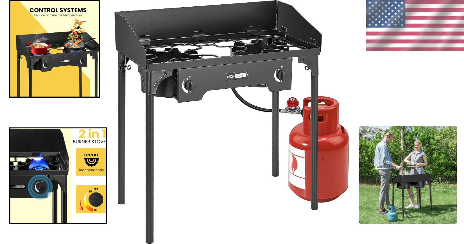 Portable 150,000 BTU Camp Stove with Detachable Legs - Ideal for Outdoor Cooking
