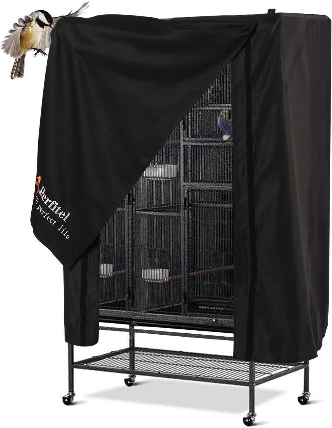 Fade Resistant and Washable Bird Cage Cover - Durable Black Nylon Twill Design