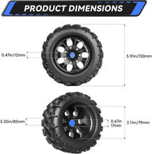 Load image into Gallery viewer, Optimal Traction RC Monster Truck Buggy Tires - 17mm Hex for Maxx and Typhon