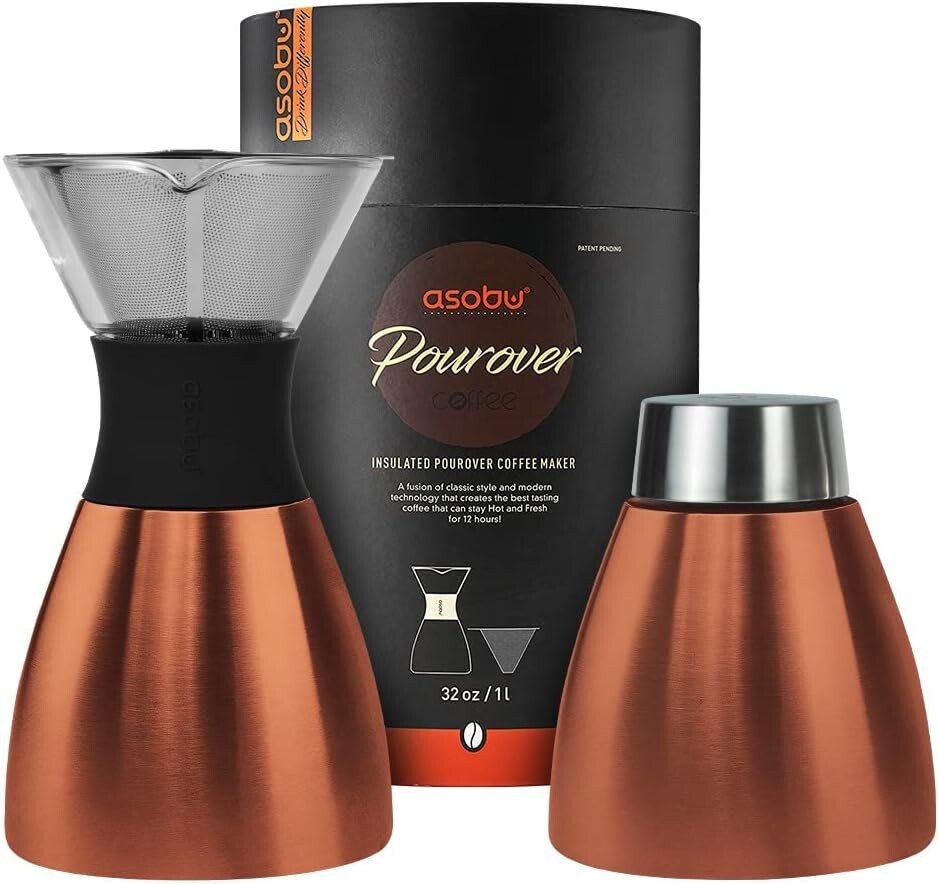 Travel-Friendly 32 oz Insulated Pour Over Coffee Maker - Eco-Friendly Design