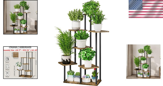Durable 7-Tier Plant Rack with Anti-Slip Base for Secure Indoor Plant Display