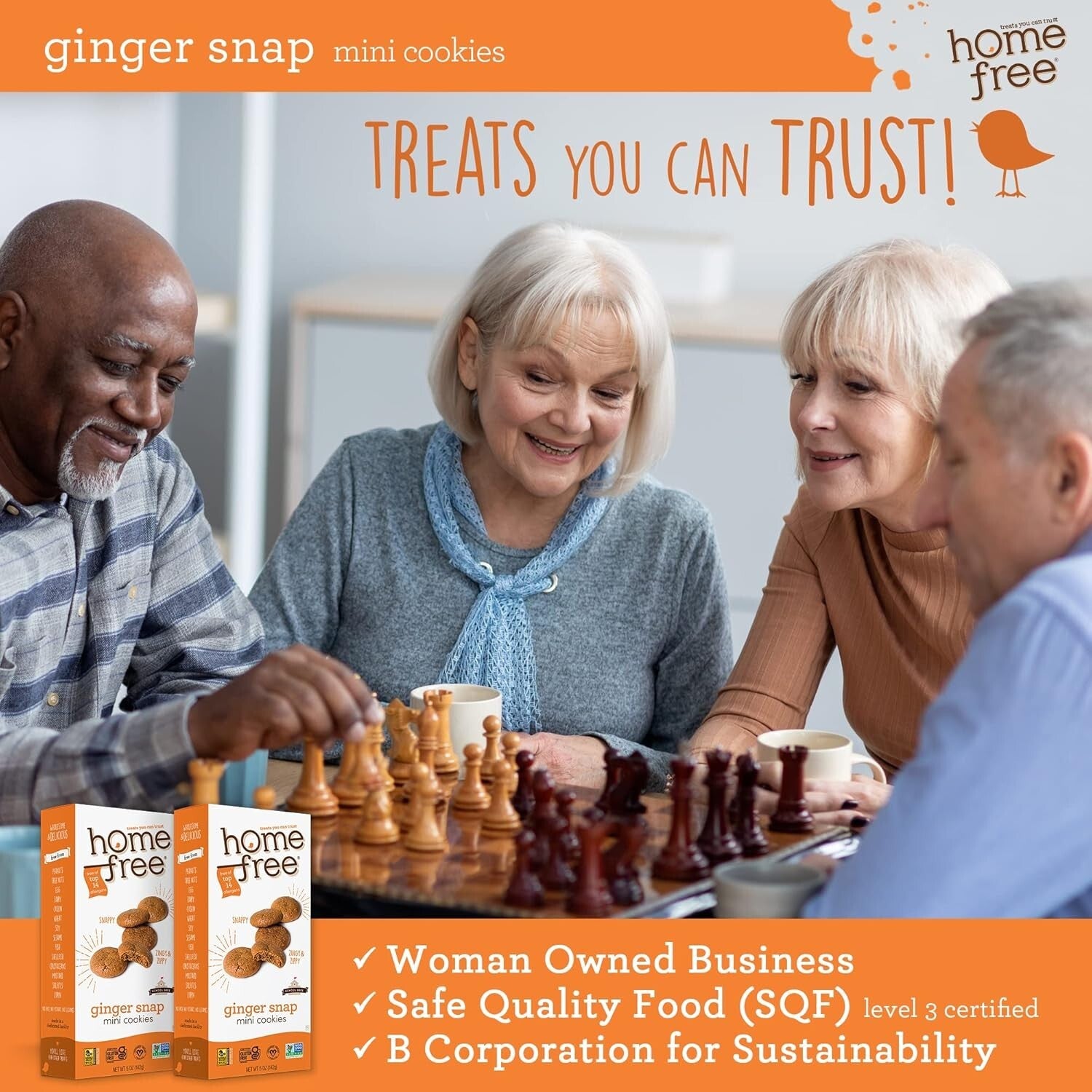 Delicious Vegan Ginger Snap Mini Cookies - Nut-Free, School Safe & 5 oz Packs