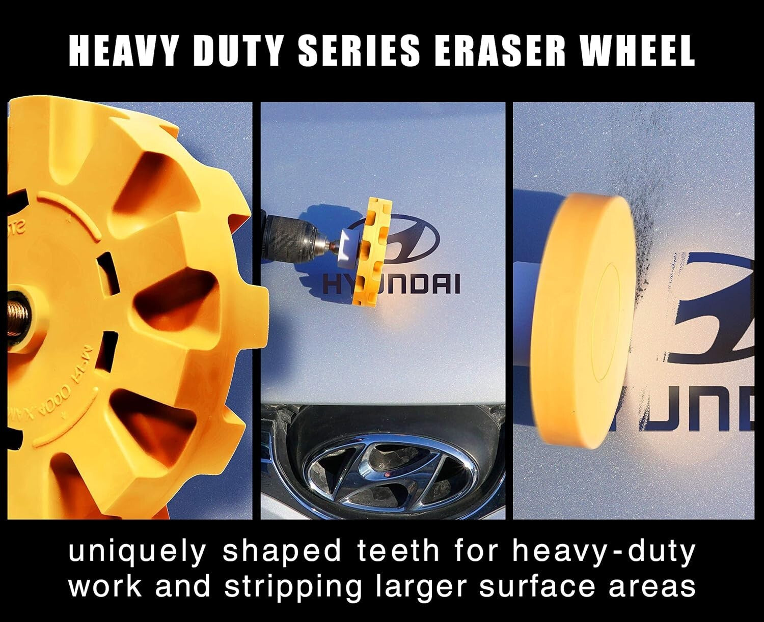 4-Inch Rubber Eraser Wheel - Medium Grit Decal Remover Pad with Drill Adapter