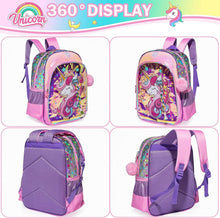 Load image into Gallery viewer, Lightweight &amp; Adjustable Unicorn Backpack for Girls with Lunch Box &amp; Pencil Case