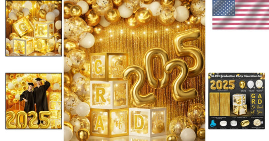 Chic Graduation Decorations - 2025 Theme with LED Lights & Non-Toxic Materials