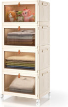 Load image into Gallery viewer, Versatile Yellow Plastic Storage Boxes - 4 Stackable Bins with Magnetic Closure