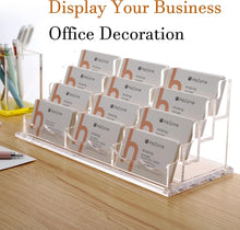 Load image into Gallery viewer, Elegant 12-Slot Acrylic Business Card Holder - Displays 600 Cards on Your Desk