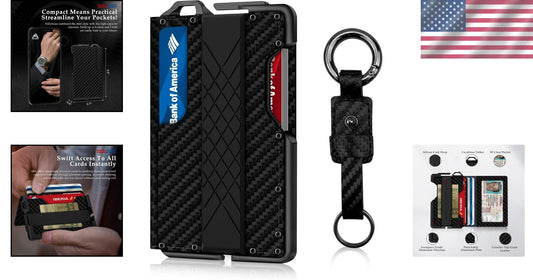 Full-Grain Leather Minimalist Wallet - RFID Card Holder with Keychain Design